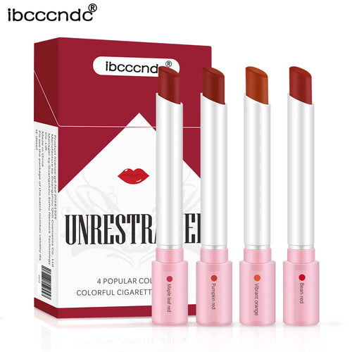 Elevate Your Look with the Creative Cigarette Lipstick Set - 4 Vibrant Matte Shades for Long-Lasting, Waterproof Perfection