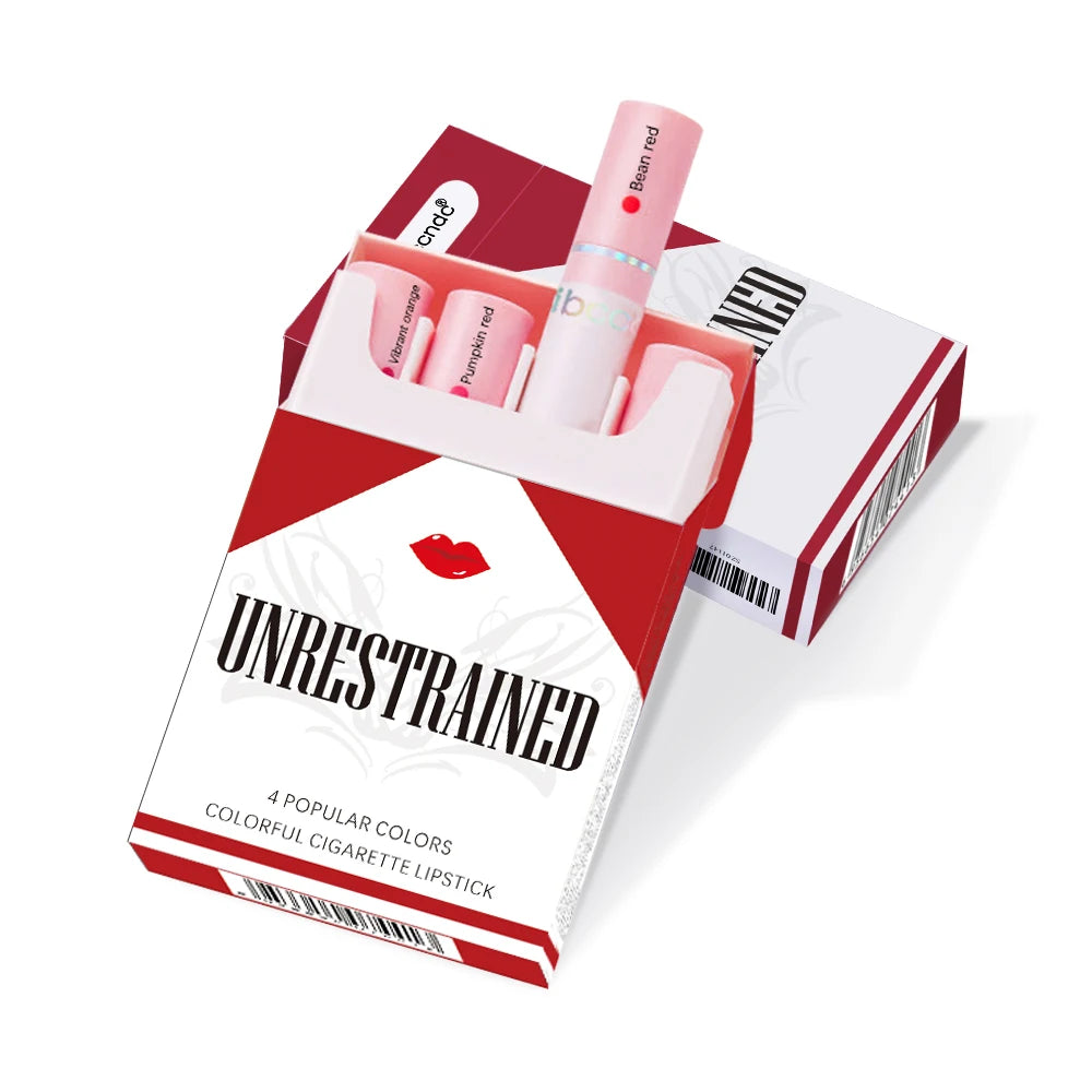 Elevate Your Look with the Creative Cigarette Lipstick Set - 4 Vibrant Matte Shades for Long-Lasting, Waterproof Perfection