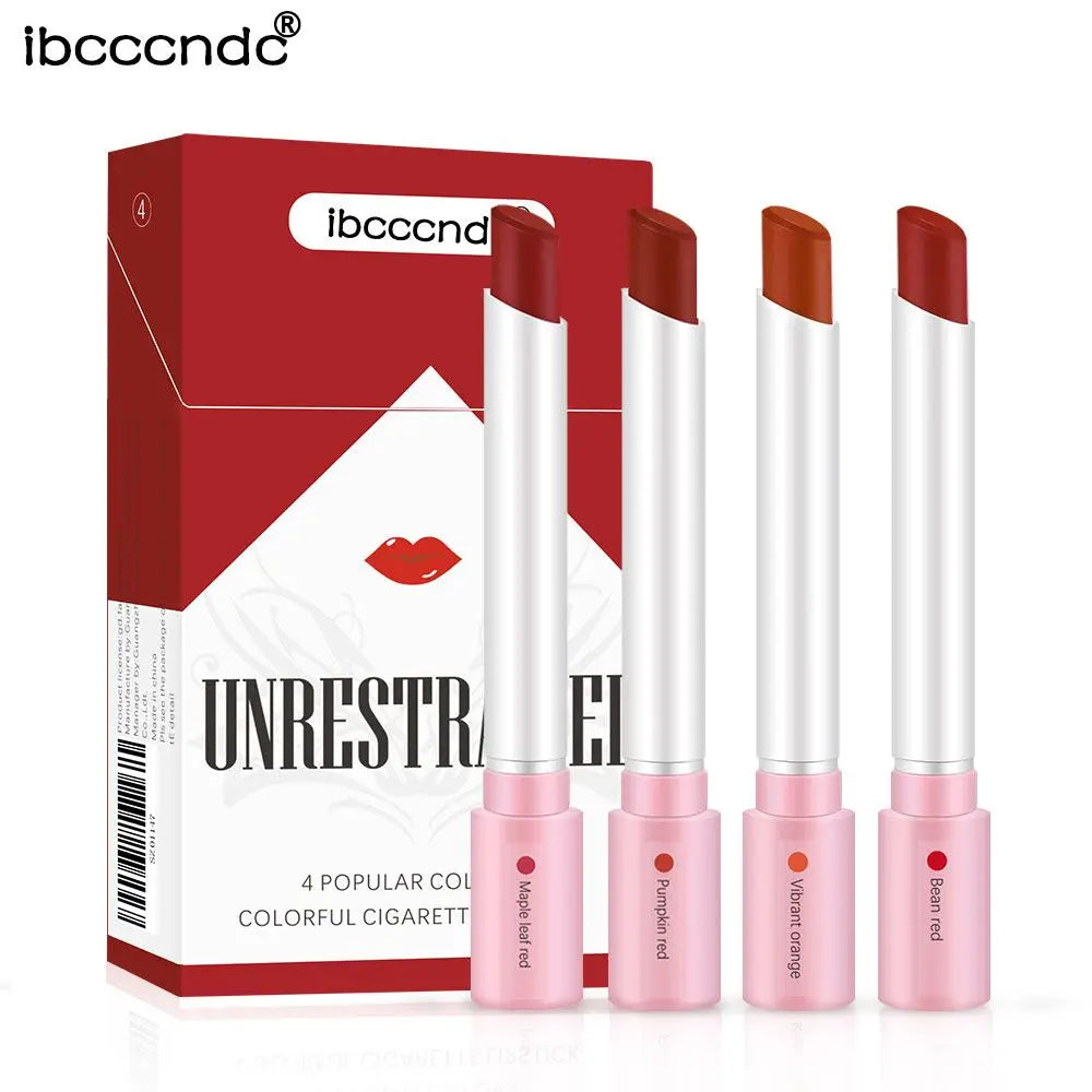 Elevate Your Look with the Creative Cigarette Lipstick Set - 4 Vibrant Matte Shades for Long-Lasting, Waterproof Perfection